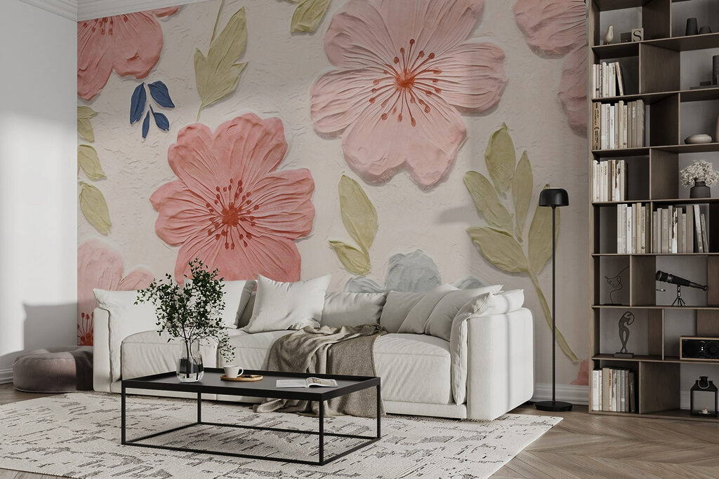 Flores cor-de-rosa e folhas — interior 2