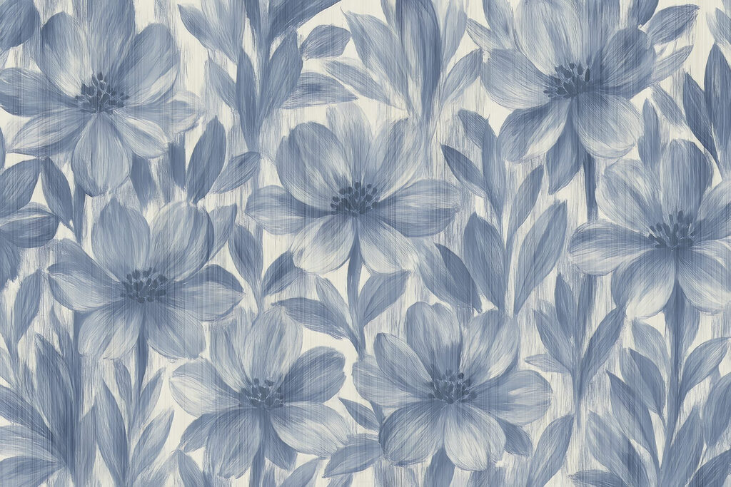 Folhagem longa em azul — design completo