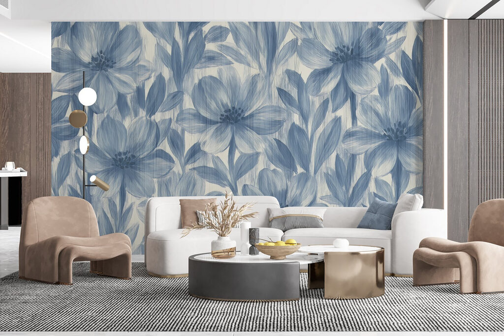 Folhagem longa em azul — interior 1