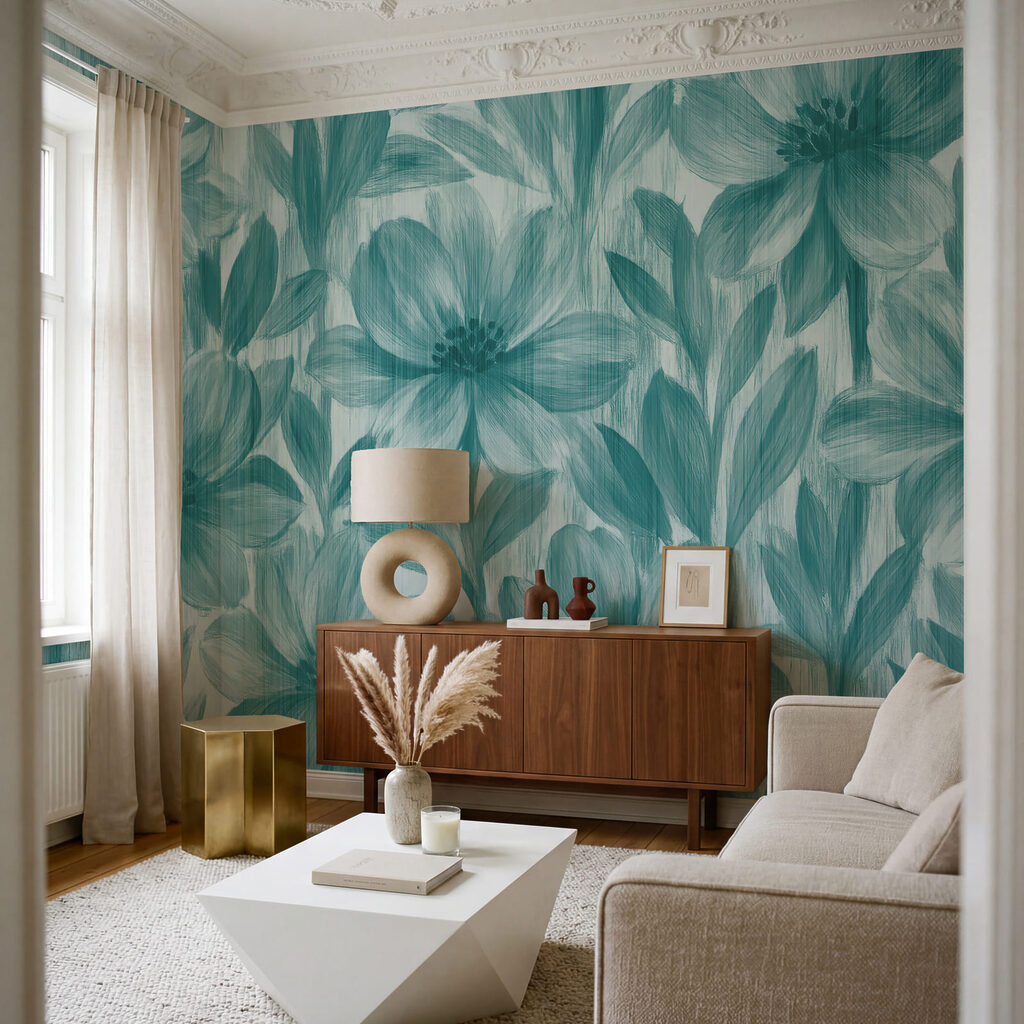Folhagem longa em azul — interior 1
