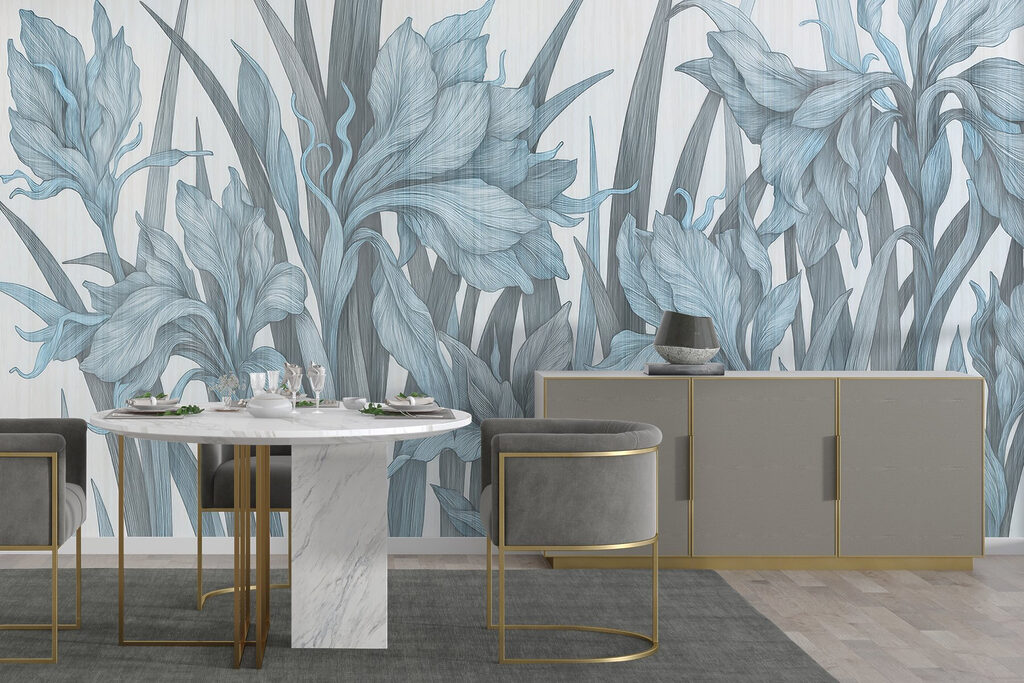 Íris azul-claras em branco — interior 3