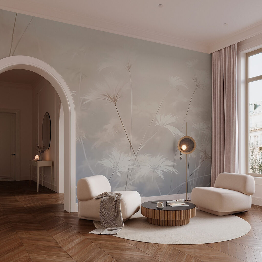 Umbelas brancas em pastel — interior 1