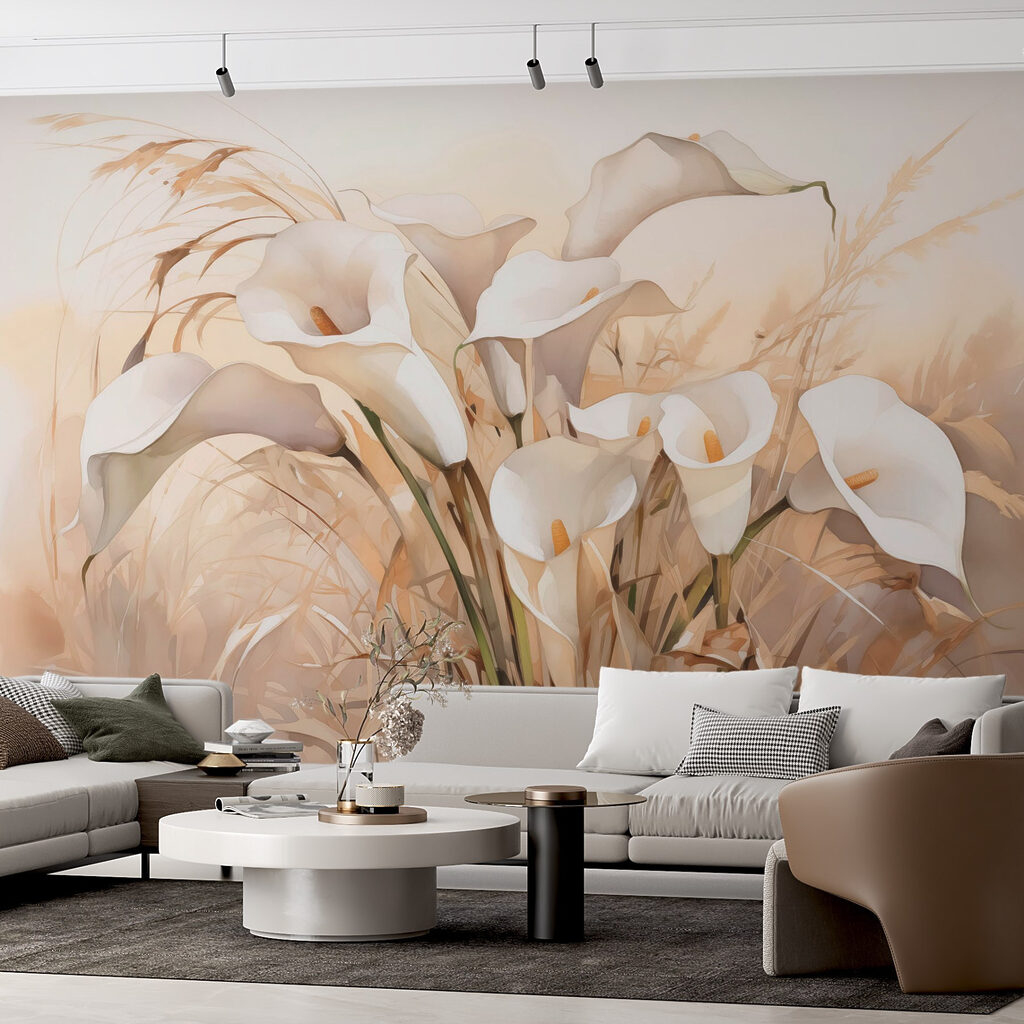 Flores brancas entre gramíneas — interior 2