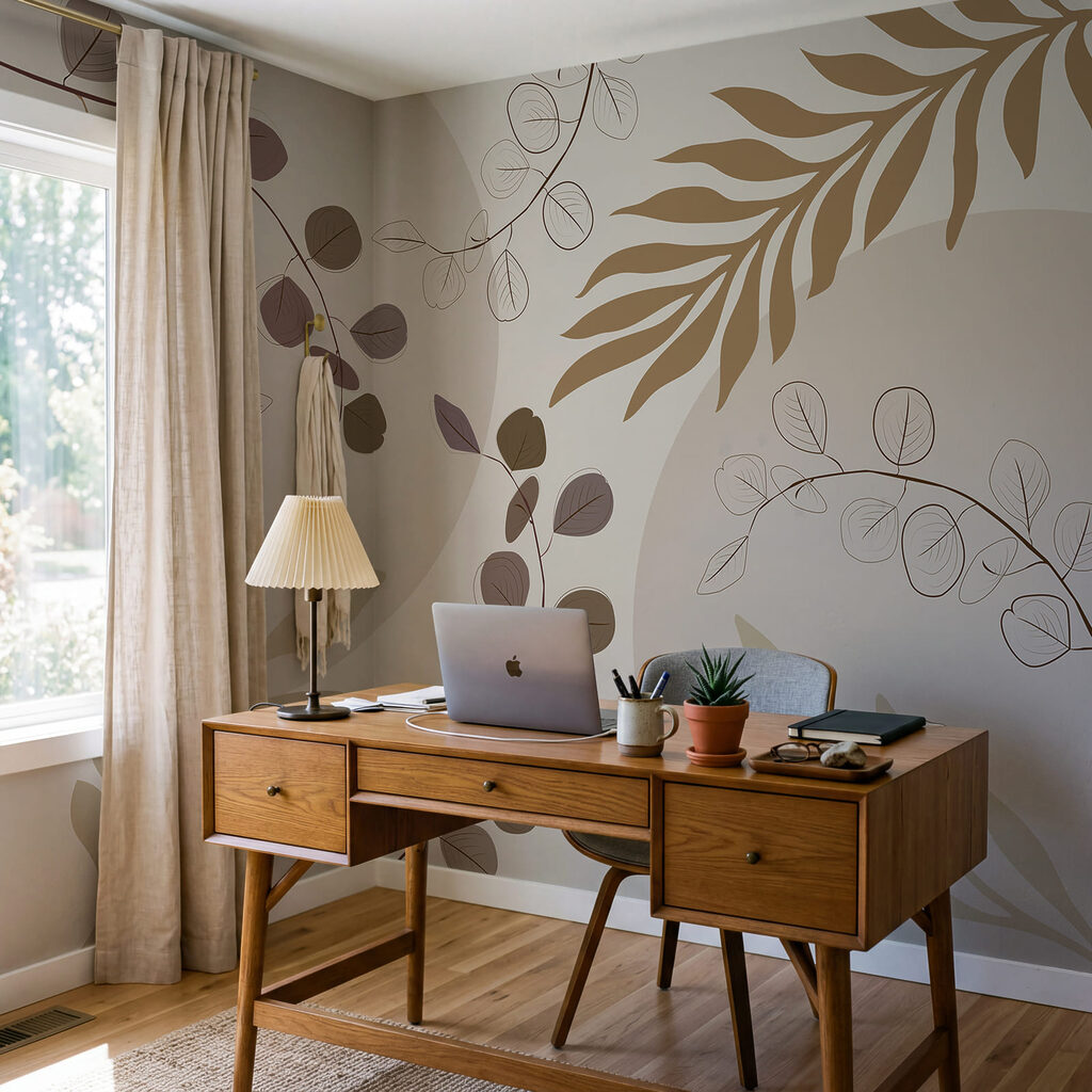 Folhas em tons naturais — interior 2