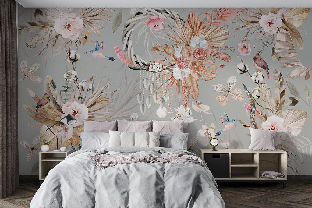 Flores tropicais e aves — interior 1