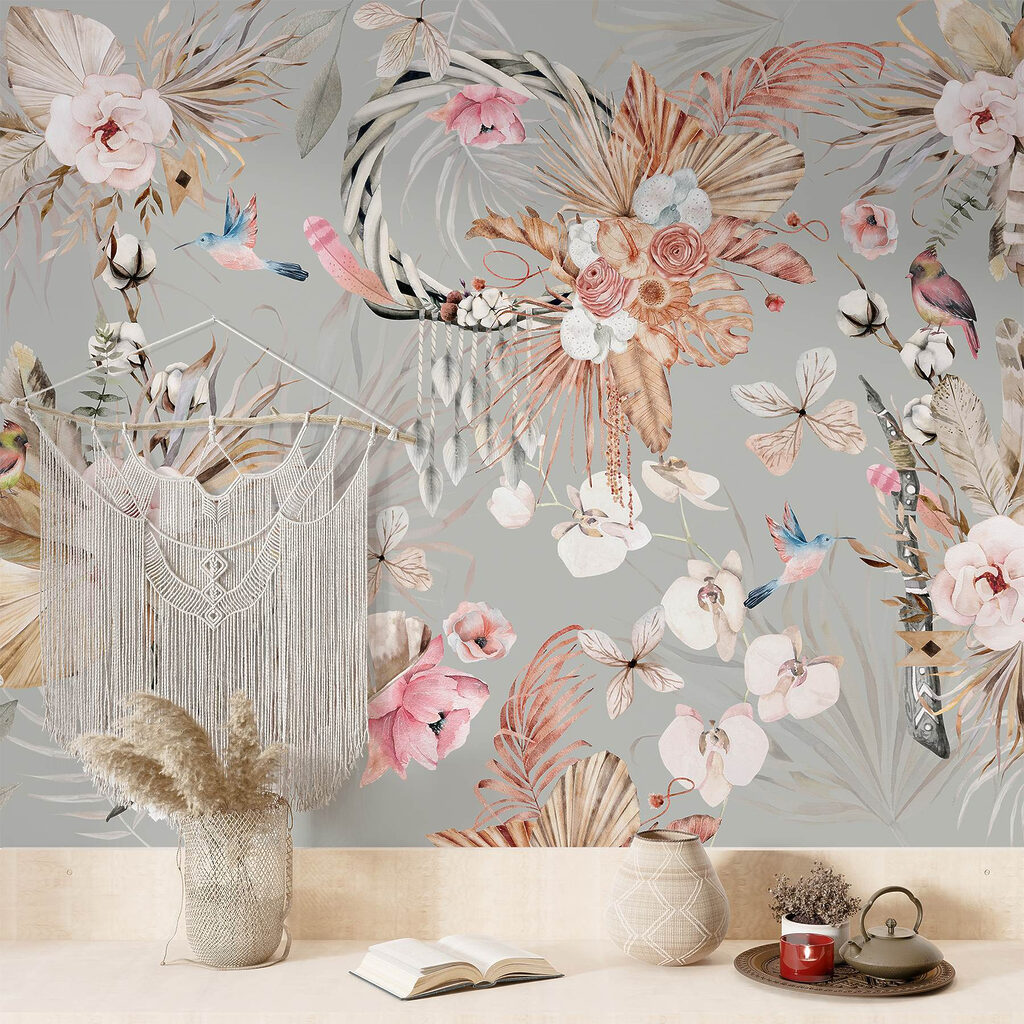 Flores tropicais e aves — interior 2