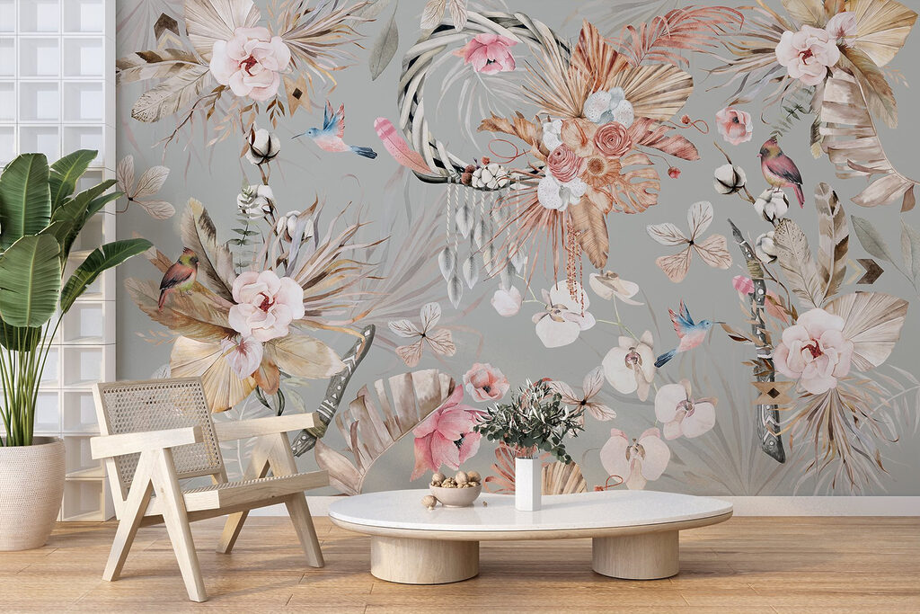 Flores tropicais e aves — interior 3