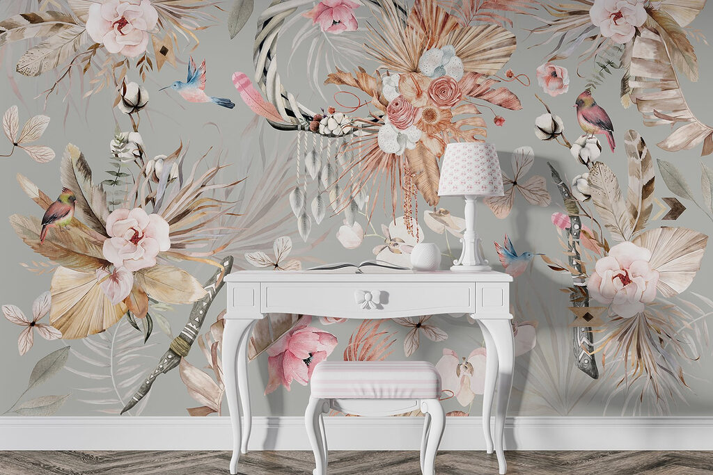 Flores tropicais e aves — interior 4