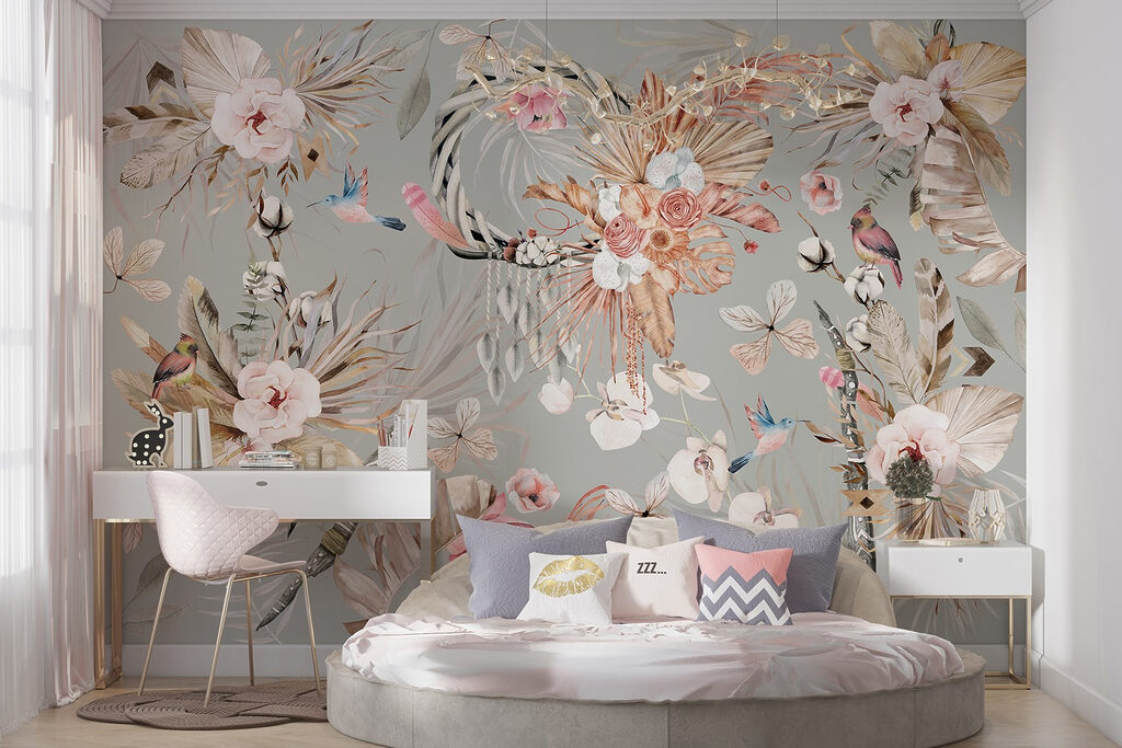 Flores tropicais e aves — interior 5