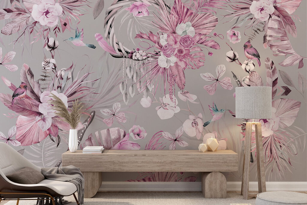 Flores tropicais e aves — interior 1