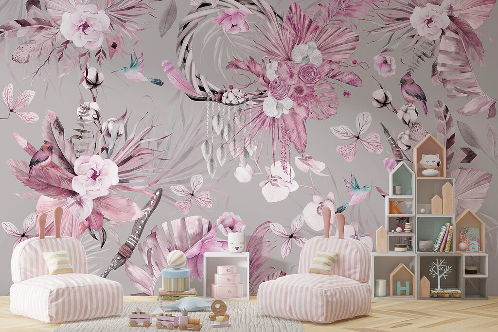 Flores tropicais e aves — interior 4