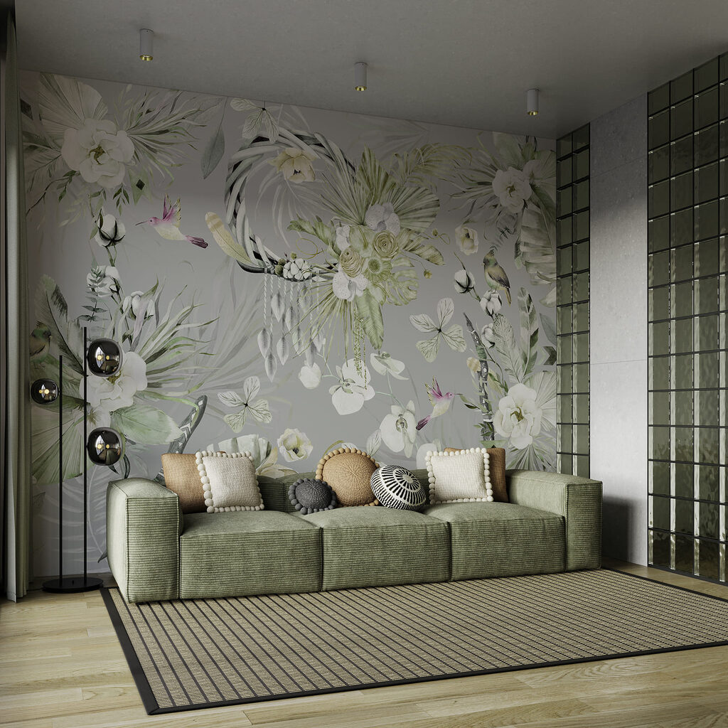Flores tropicais e aves — interior 1
