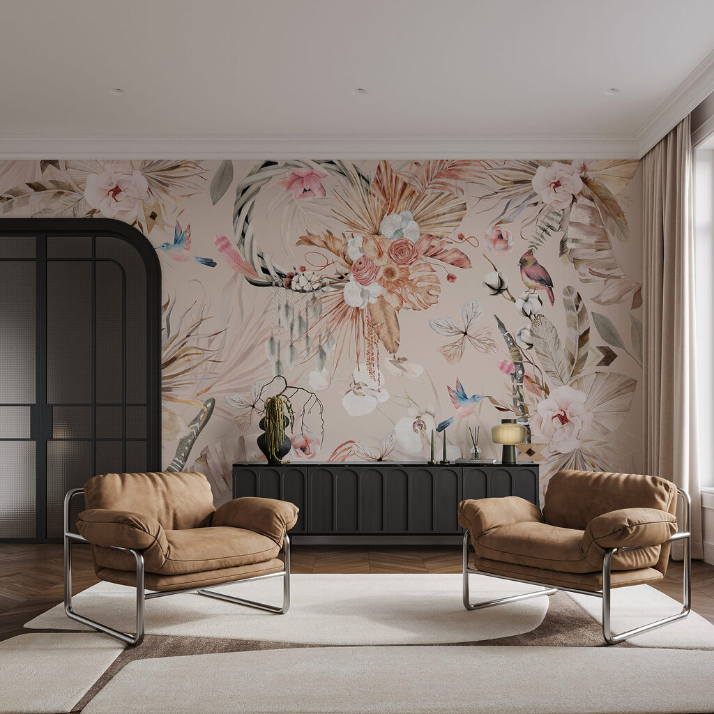 Flores tropicais e aves — interior 2