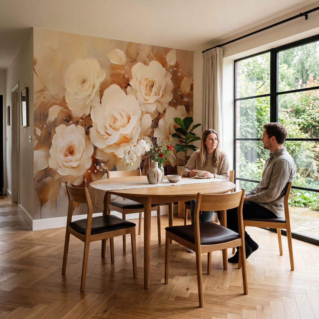 Rosas brancas entre folhas — interior 2