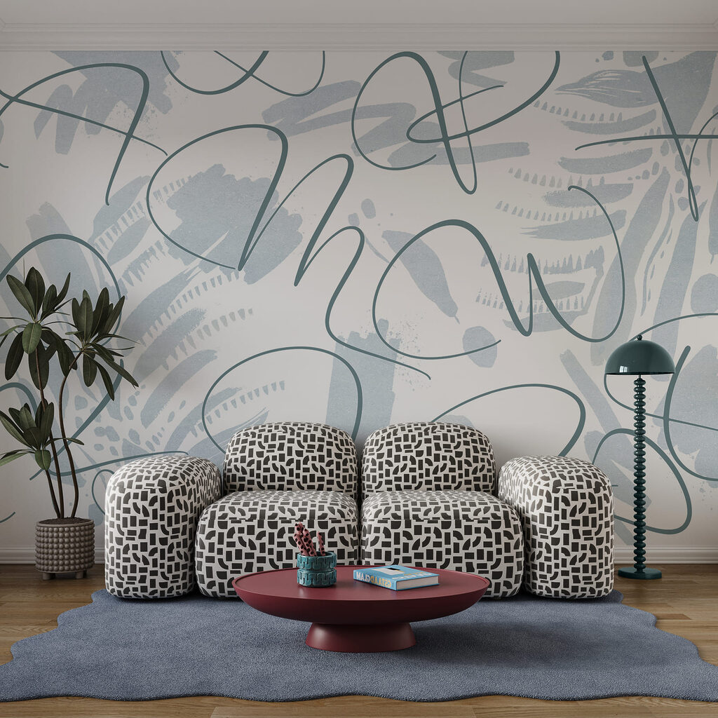 Linhas soltas sobre folhas num interior