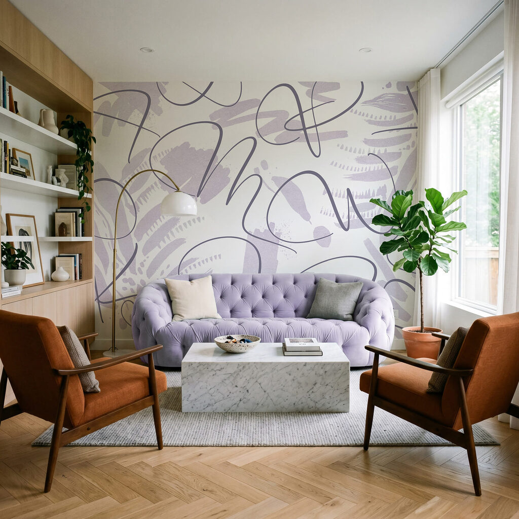Linhas soltas sobre folhas — interior 1