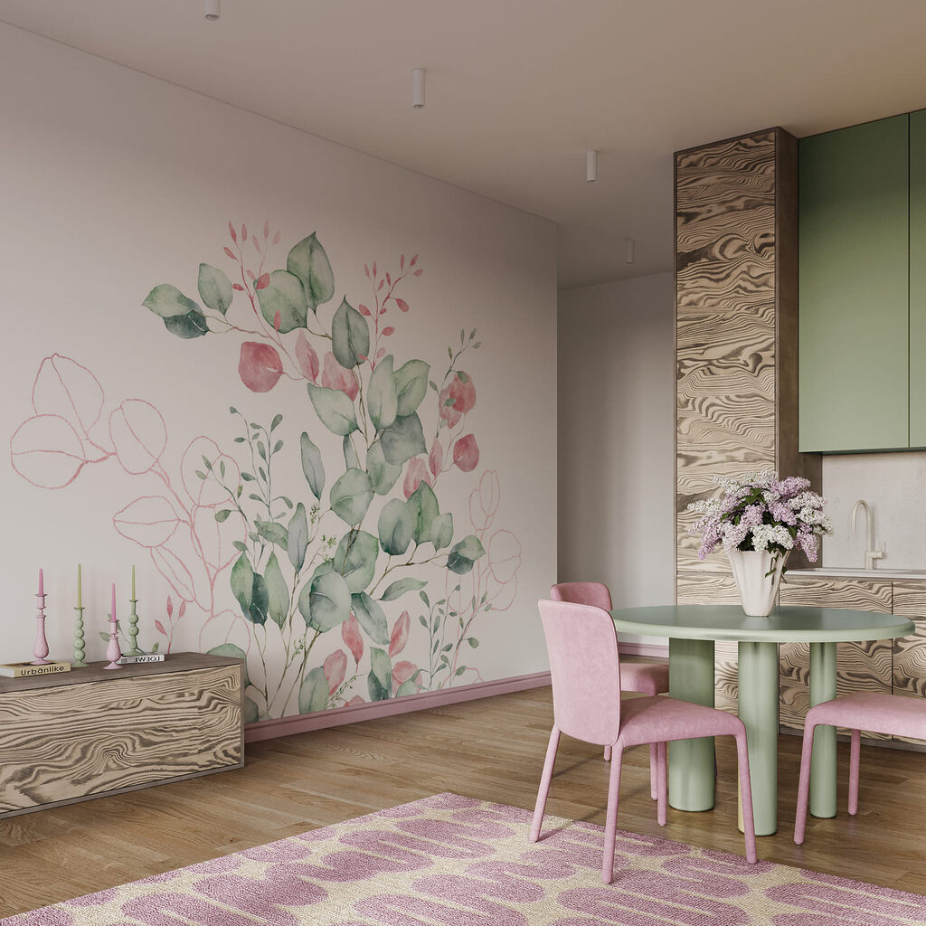 Folhas redondas com botões — interior 1