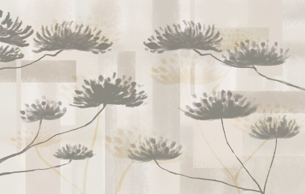 Umbelas sobre fundo bege — design completo
