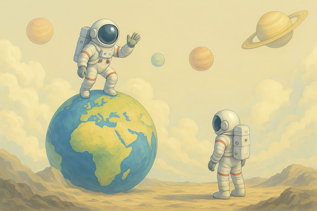 Astronautas e a Terra — design completo