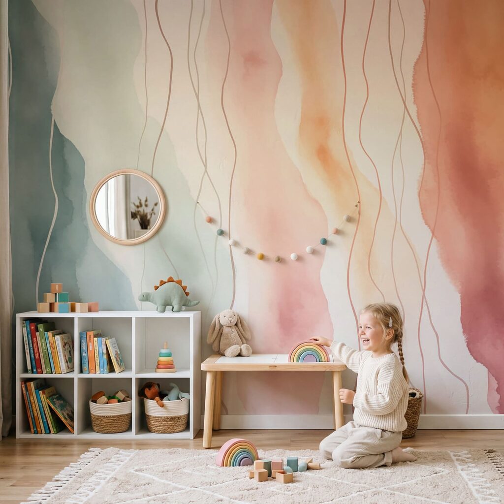 Faixas pastel verticais — interior 2