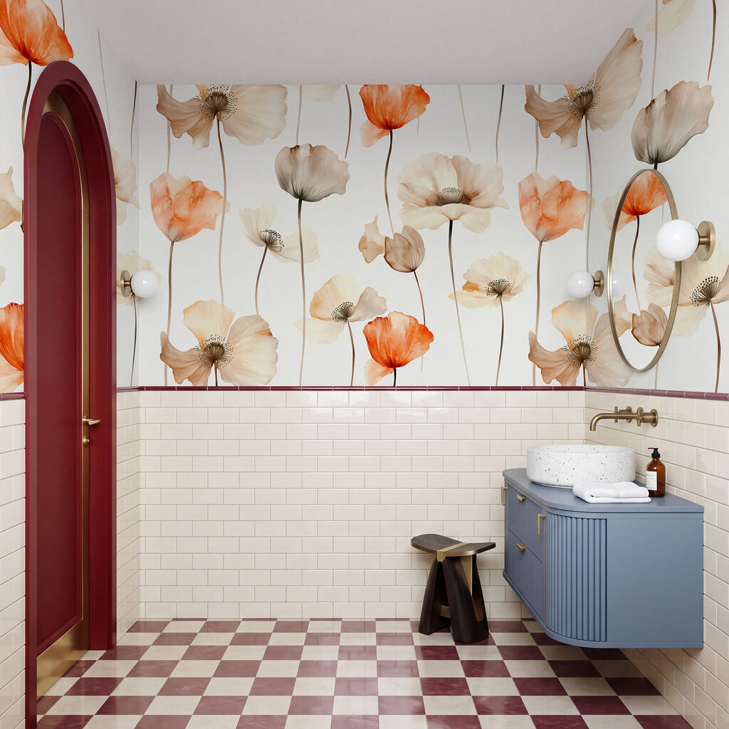 Flores em hastes esguias num interior