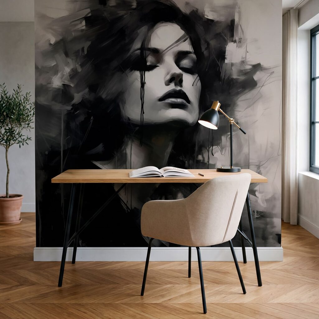 Rosto em traço preto — interior 3