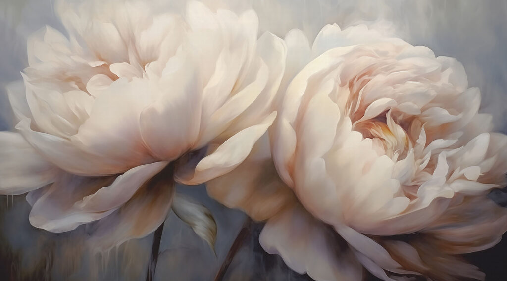 Flores grandes ao entardecer — design completo