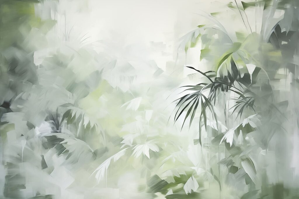 Bosque verde em névoa — design completo