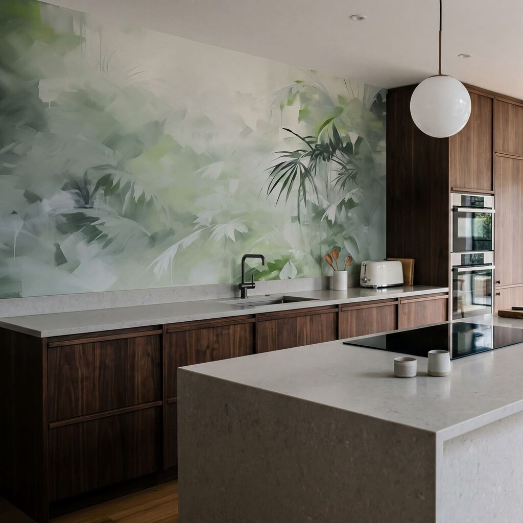 Bosque verde em névoa — interior 3