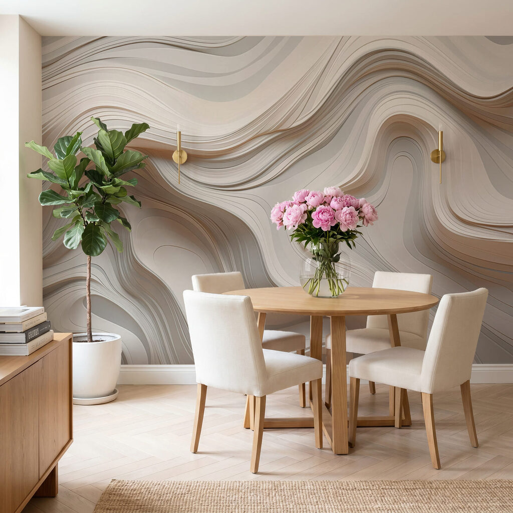 Ondas brancas com sombras num interior
