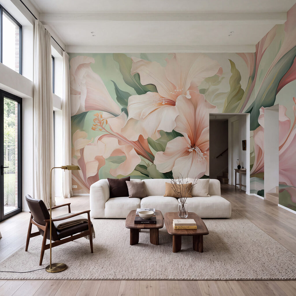 Flores cor-de-rosa e verde — interior 1