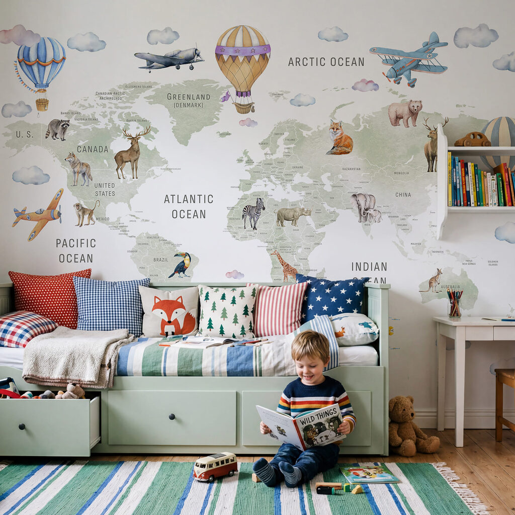 Mapa-mundo com balões — interior 1