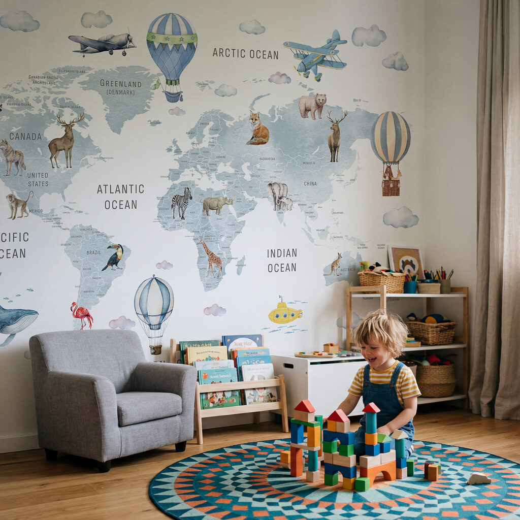 Mapa-mundo com balões — interior 2
