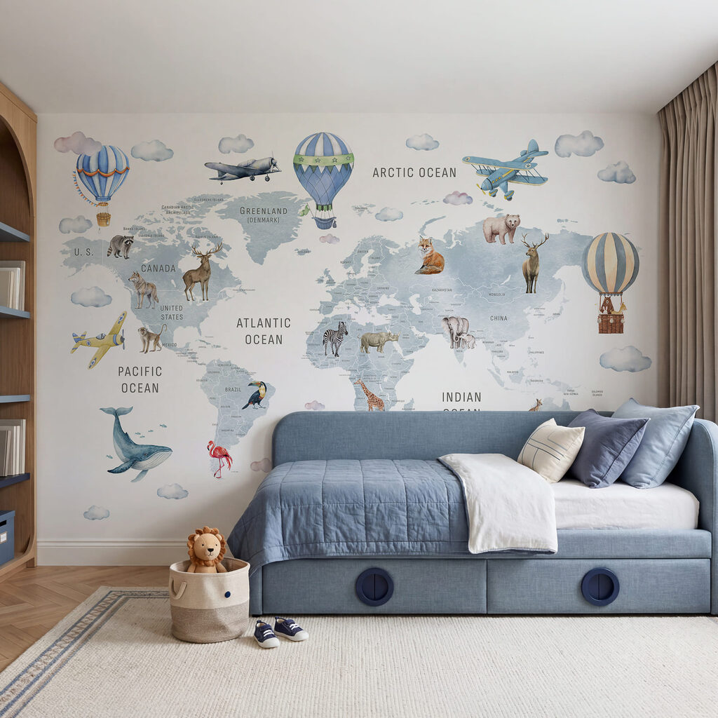 Mapa-mundo com balões — interior 1