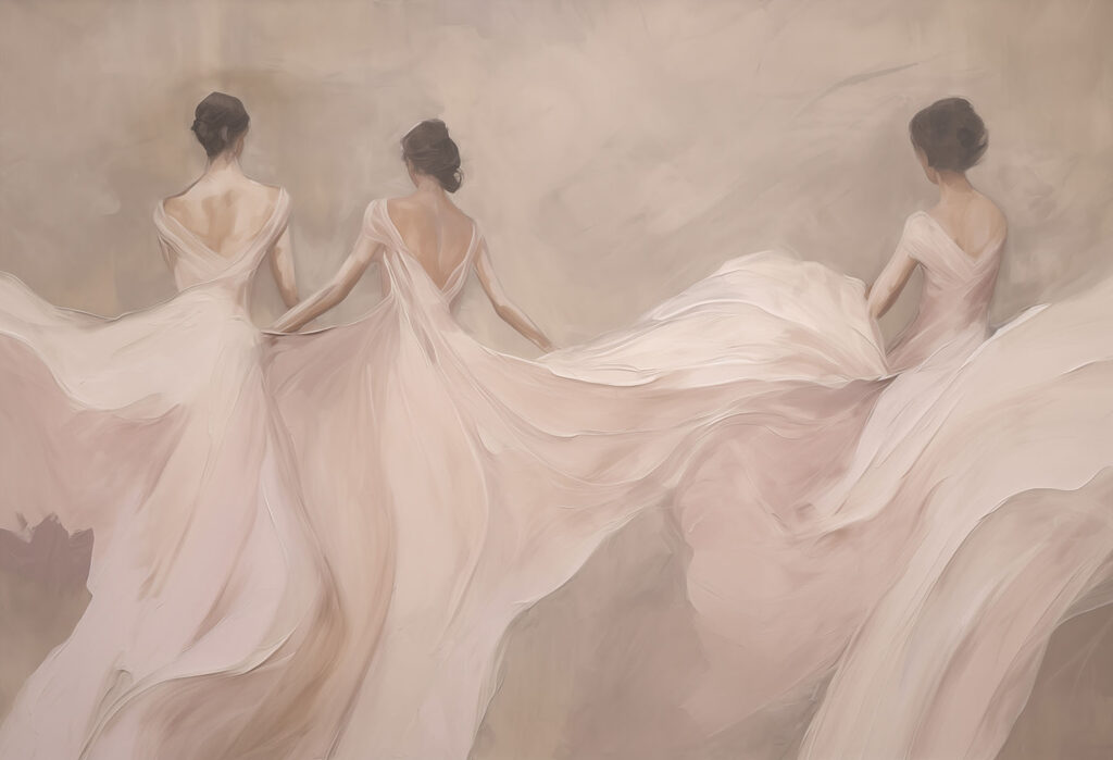 Três bailarinas em cor-de-rosa — design completo