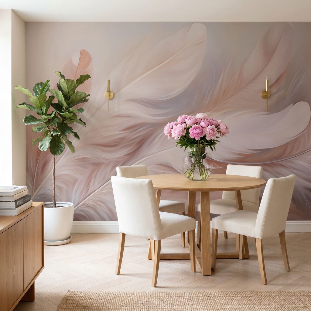 Penas em rosa suave — interior 3