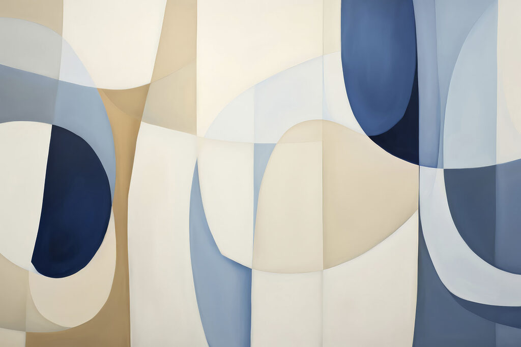 Arcos azuis em creme — design completo
