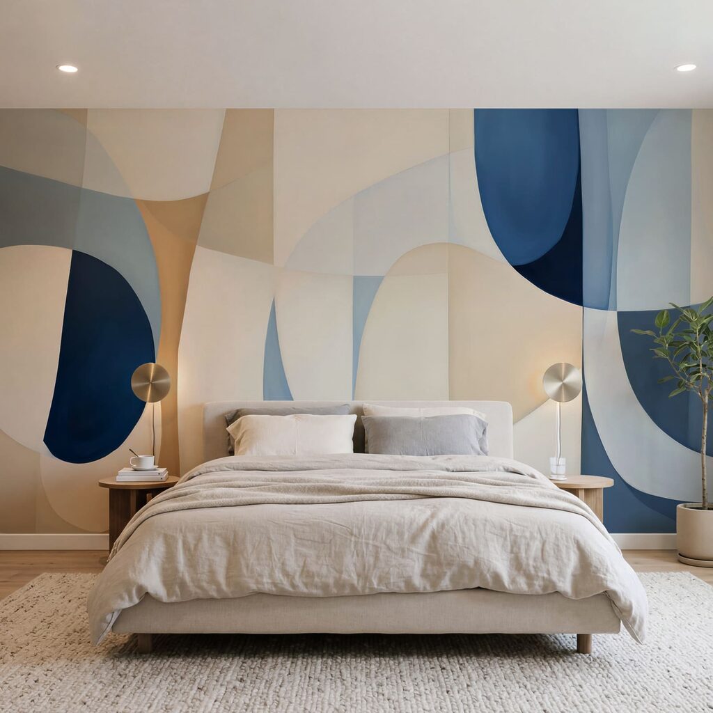 Arcos azuis em creme — interior 2