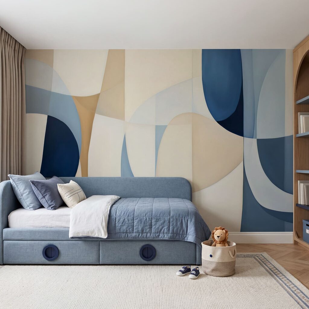 Arcos azuis em creme — interior 3