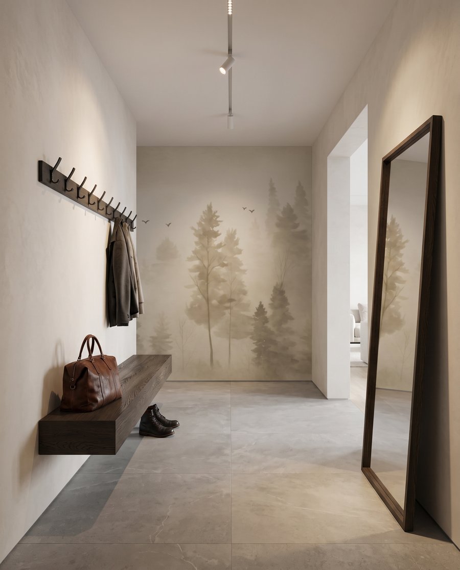 Árvores esguias na névoa — interior 5