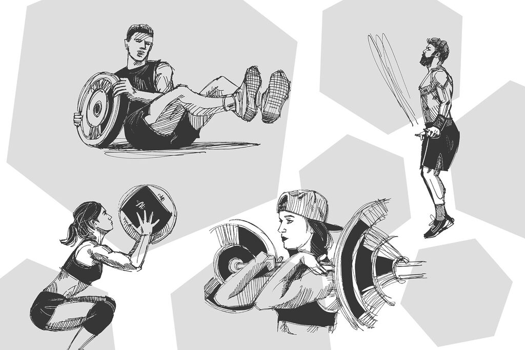 Desportistas em movimento — design completo