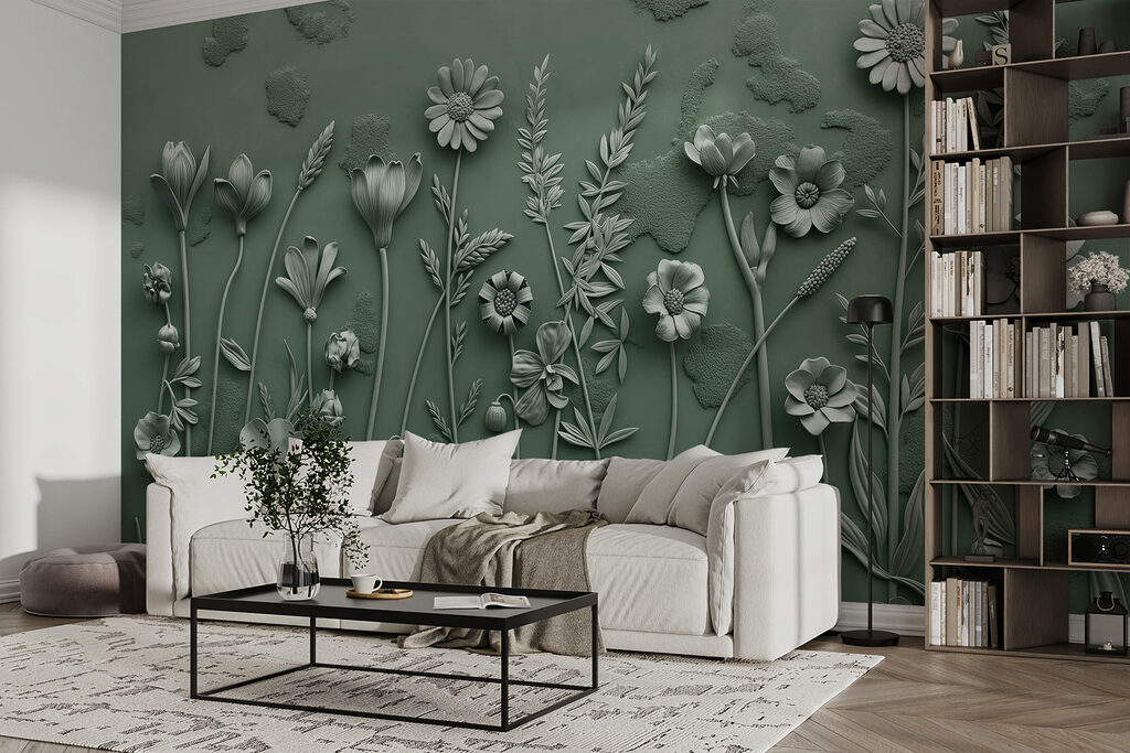 Flores com sombras suaves num interior