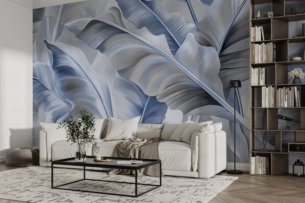 Folhas com dobras profundas num interior