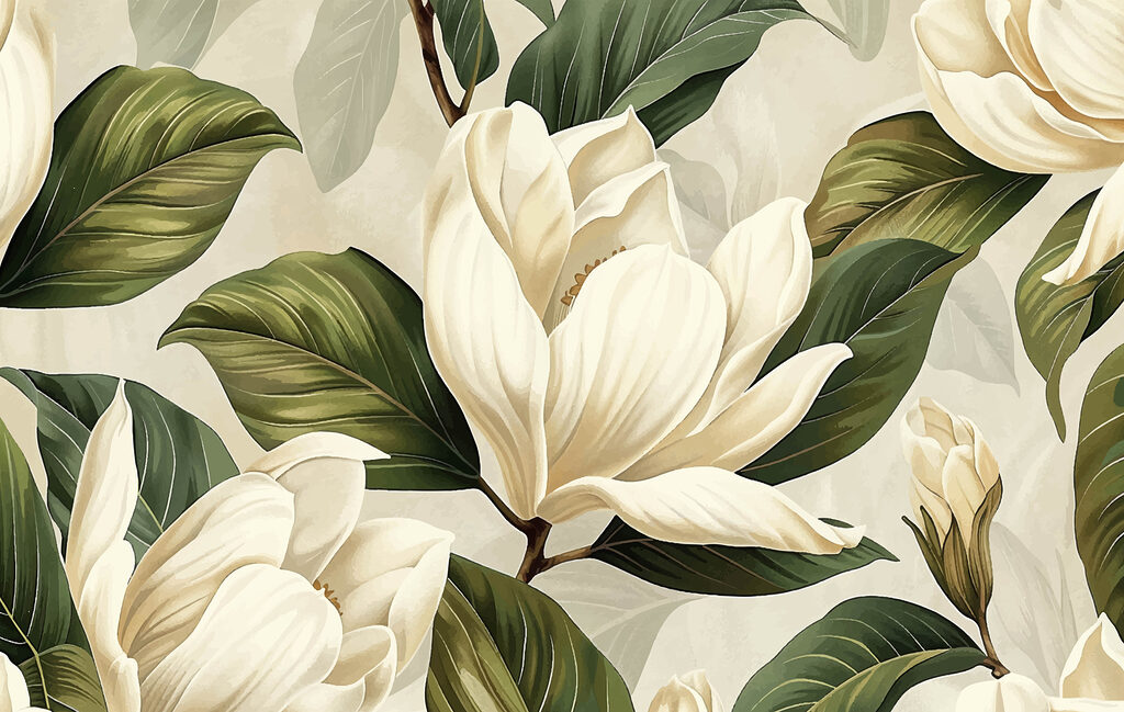 Flores creme no verde — design completo