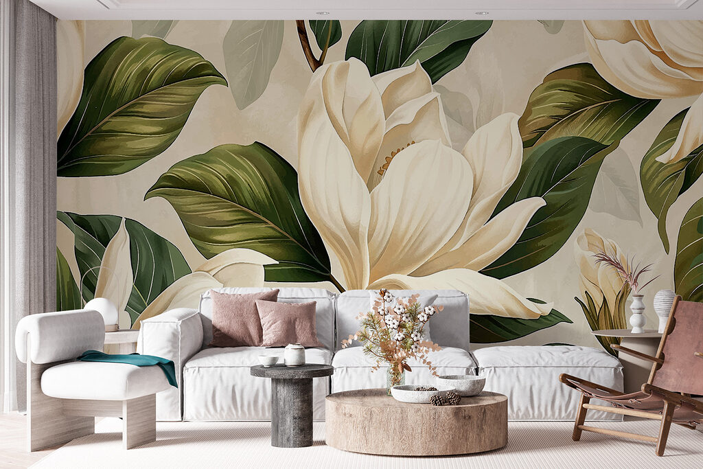 Flores creme no verde — interior 2