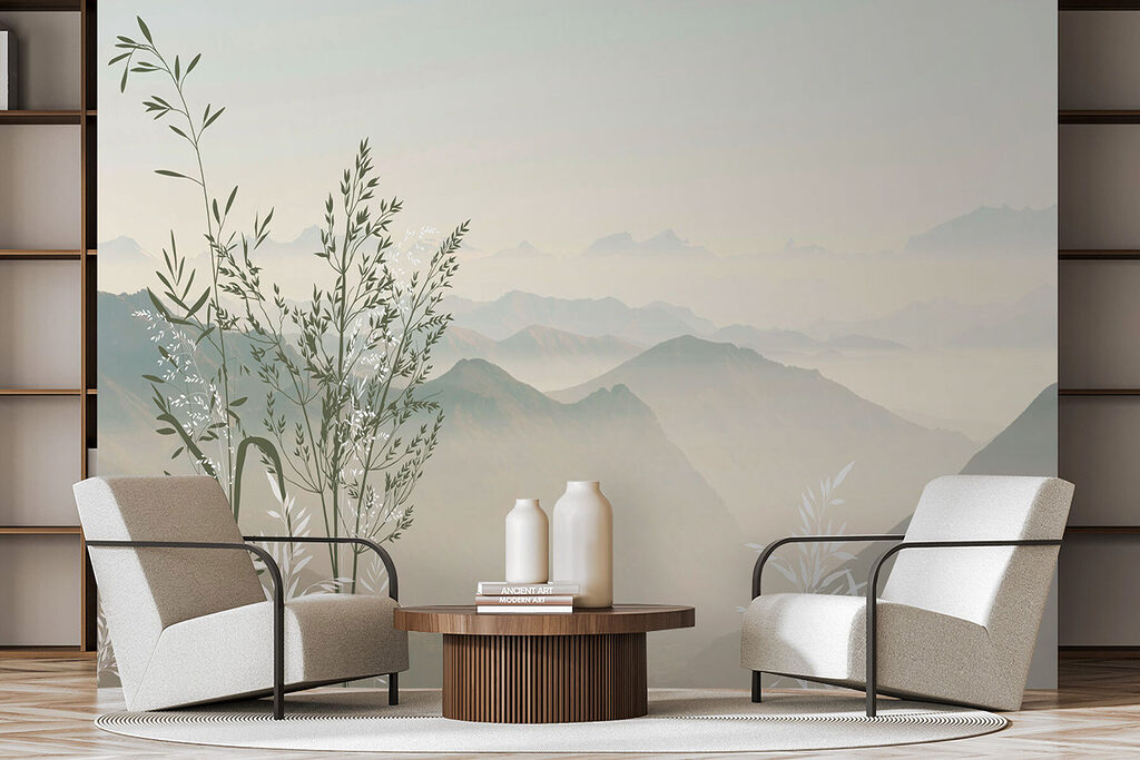 Montanhas distantes entre ervas — interior 2