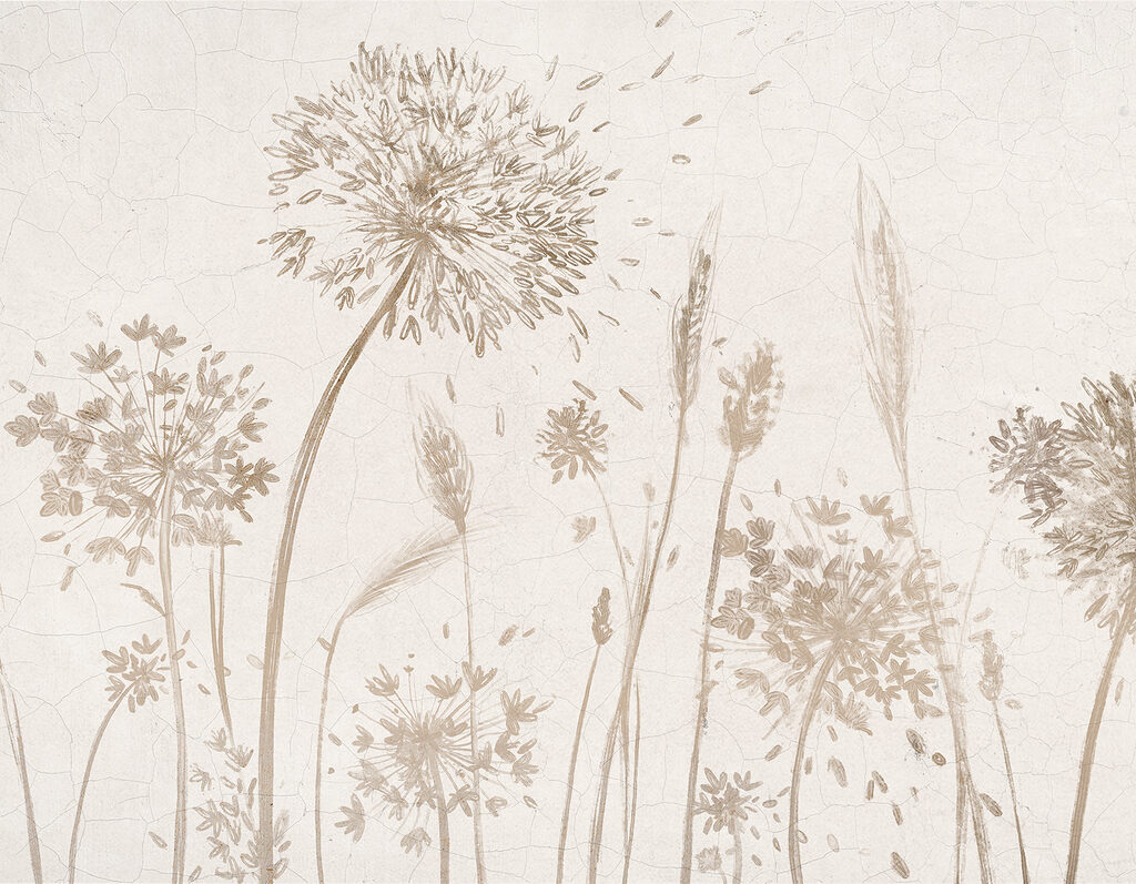 Flores secas em bege — design completo