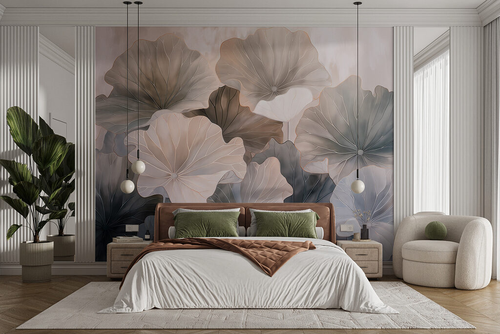 Folhas redondas em cinzento-rosado — interior 1