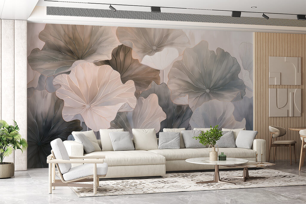 Folhas redondas em cinzento-rosado — interior 3