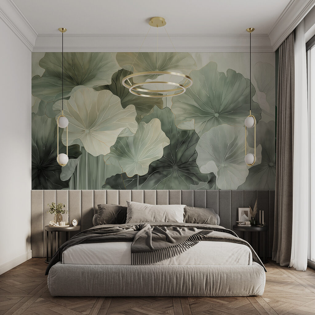 Folhas redondas em cinzento-rosado — interior 1